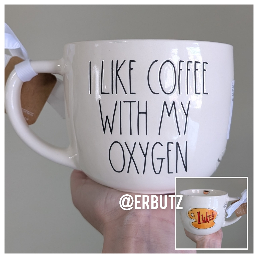 Rae Dunn x Gilmore Girls I LIKE COFFEE WITH MY OXYGEN Double Sided Luke's Mug ☕